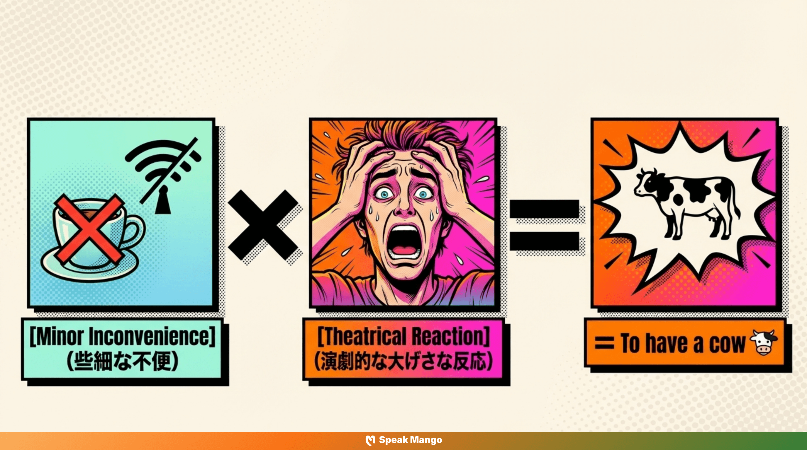 友人を驚かせた大げんかを起こすための英語表現「have a cow」の意味と使い方 - Slide 6