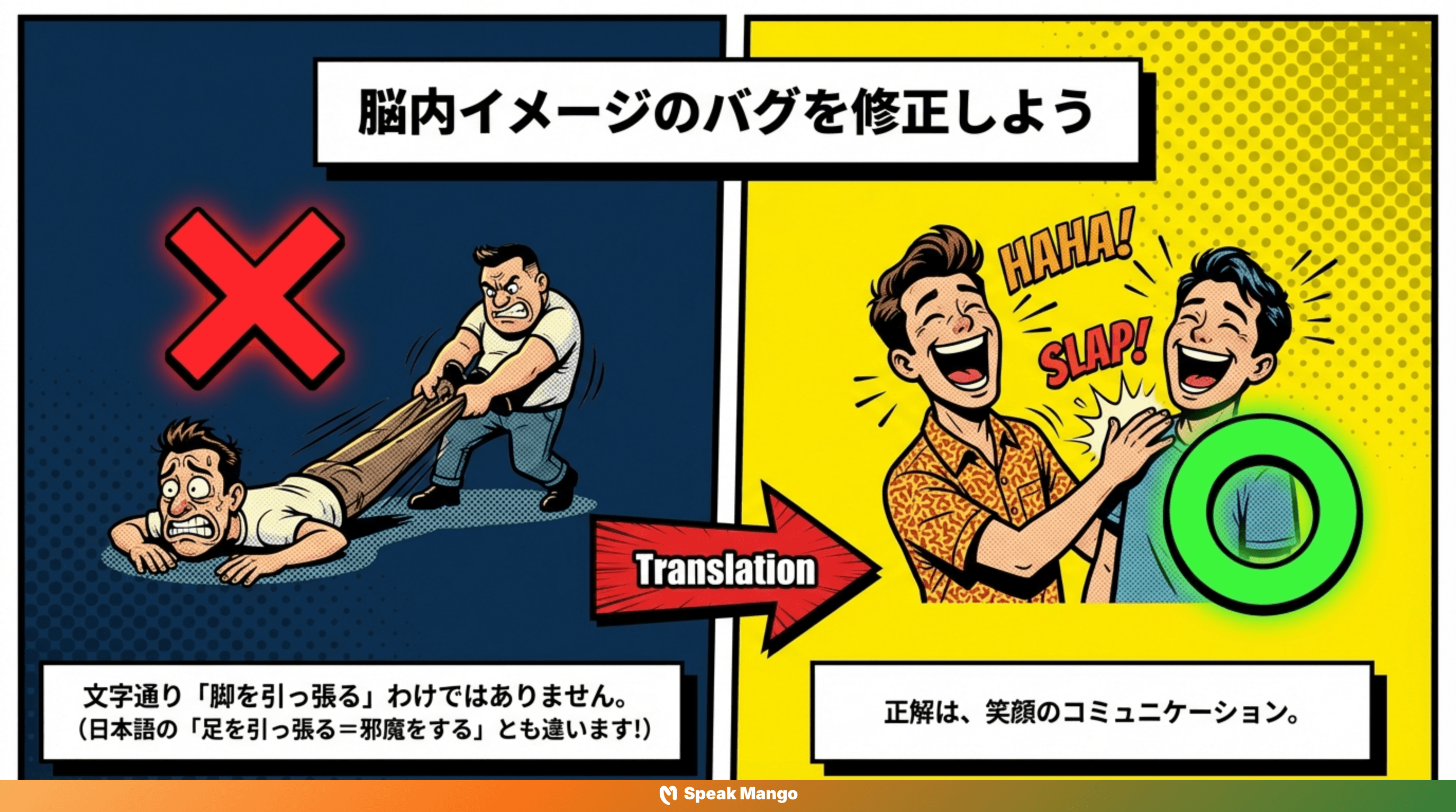 友人に冗談と本気を聞き分けるための英語表現「You're pulling my leg」の意味と使い方 - Slide 2
