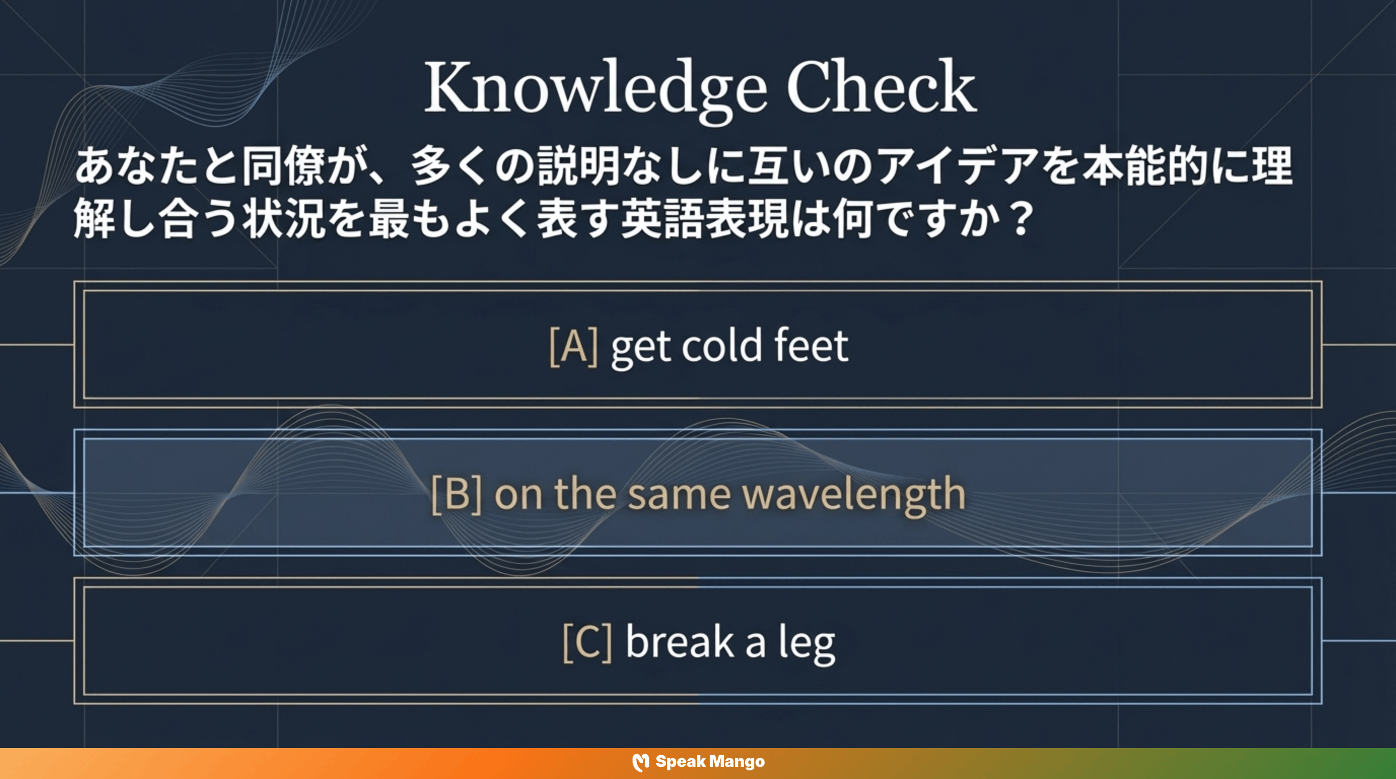 チームのコミュニケーションを変える英語表現「on the same wavelength」の意味と使い方 - Slide 13