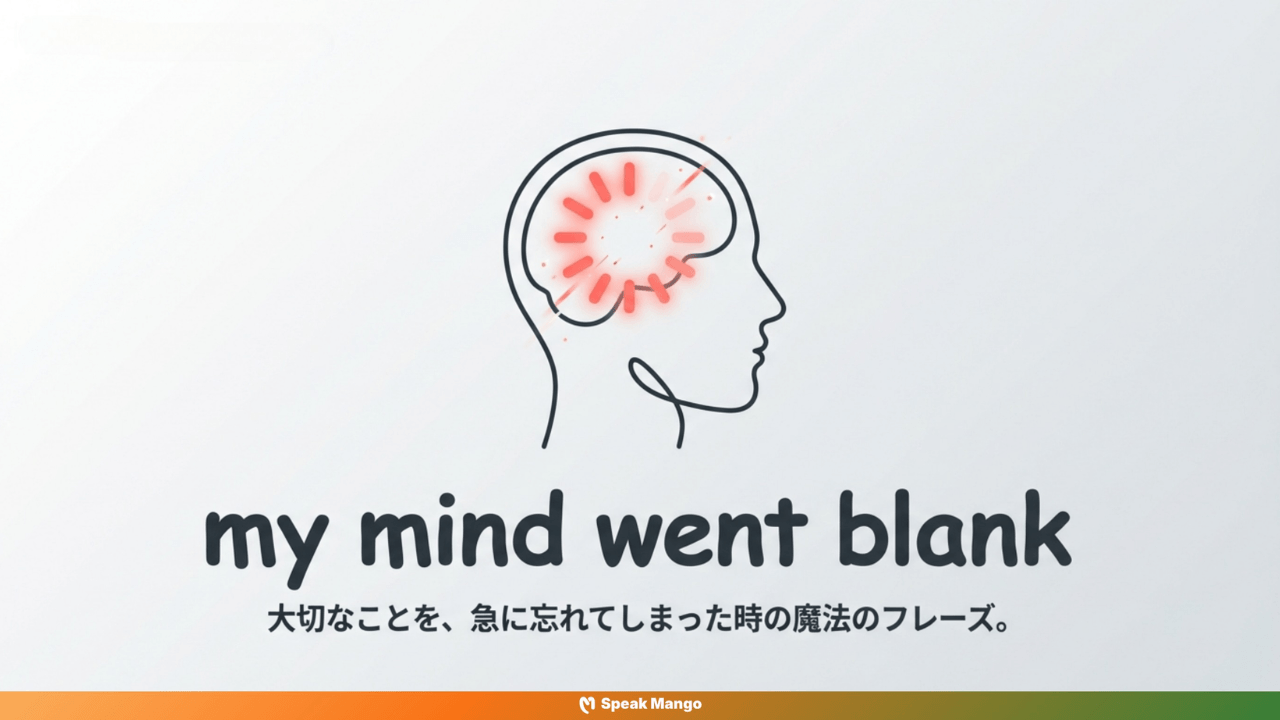頭が真っ白になってしまった時の英語表現「My mind went blank」の意味と使い方 - Slide 1