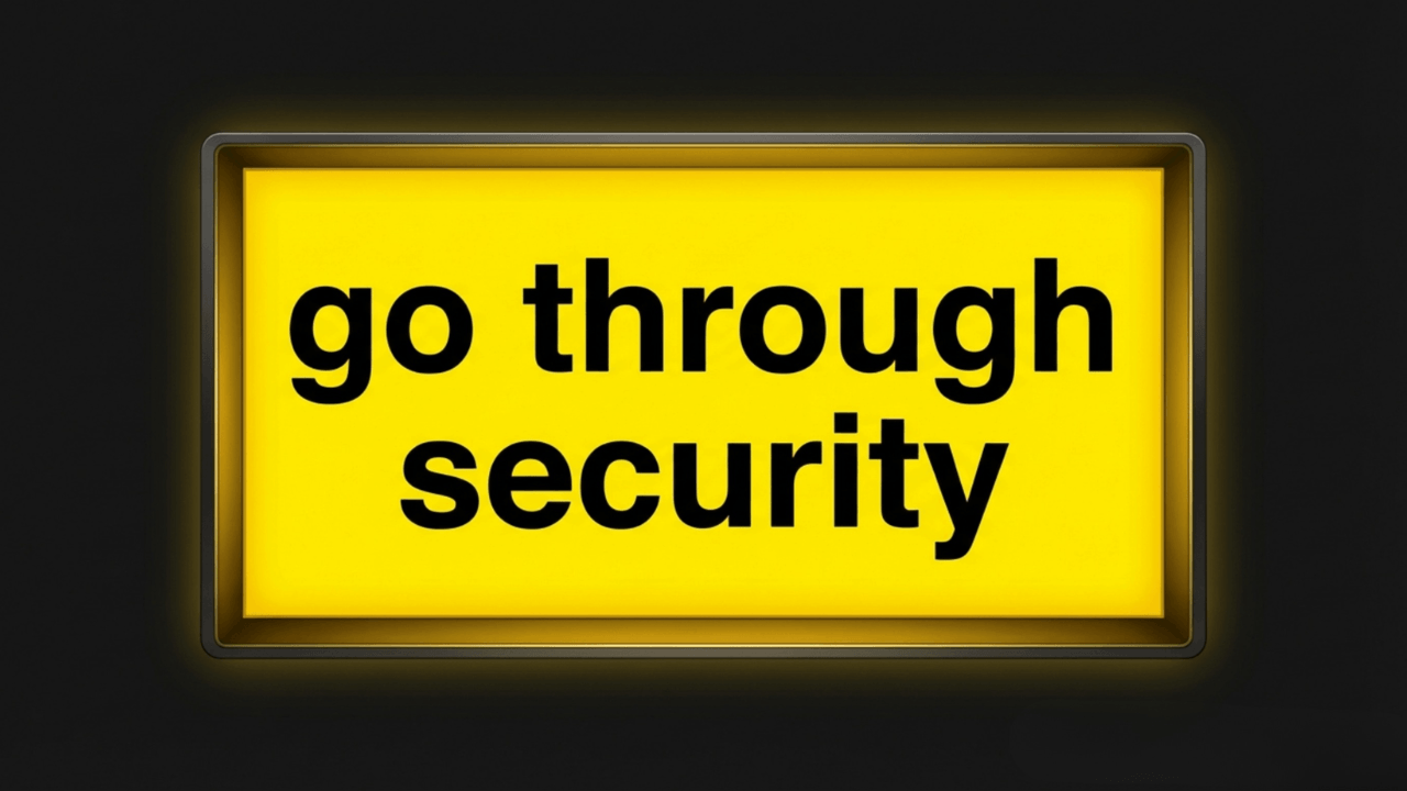空港でのストレスを軽減するための英語表現「Go through security」の意味と使い方 - Slide 2