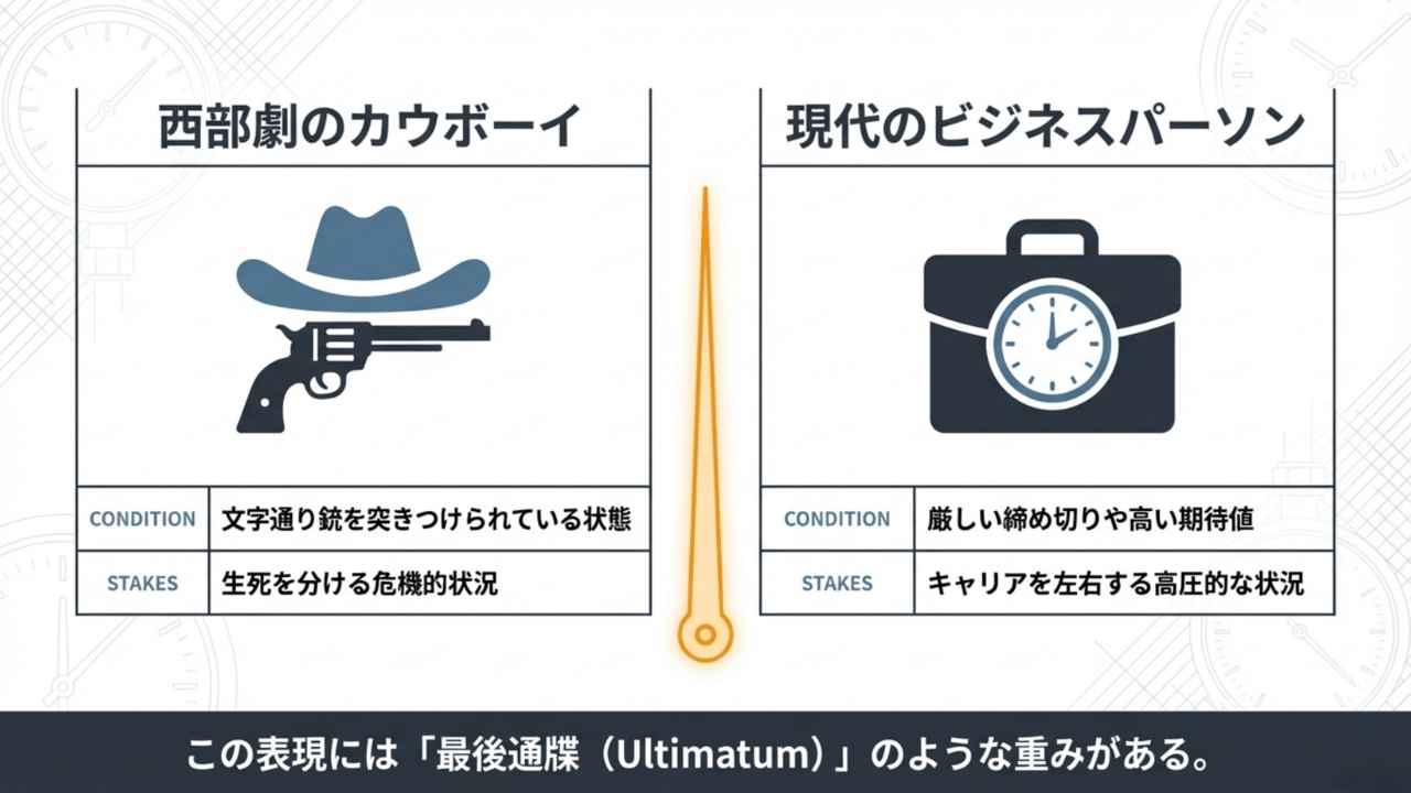 緊張感が高まる状況を表す英語表現「Under the gun」の意味と使い方 - Slide 4