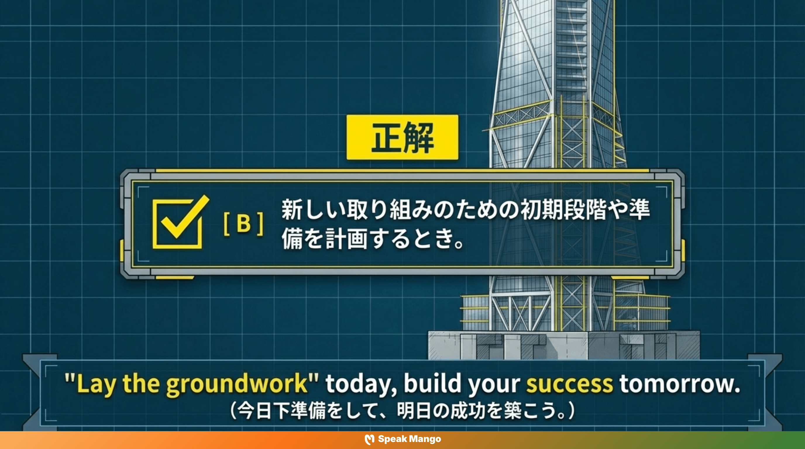 どんなプロジェクトにも成功をもたらすための英語表現「to lay the groundwork」の意味と使い方 - Slide 8