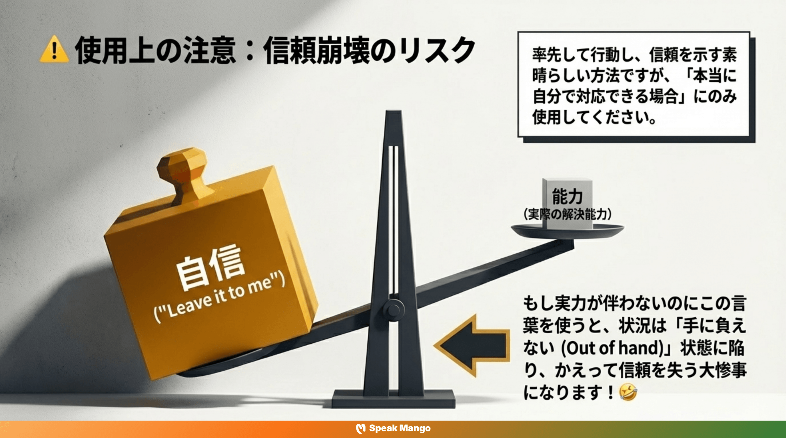 ストレスを軽減するための英語表現「Leave it to me」の意味と使い方 - Slide 10