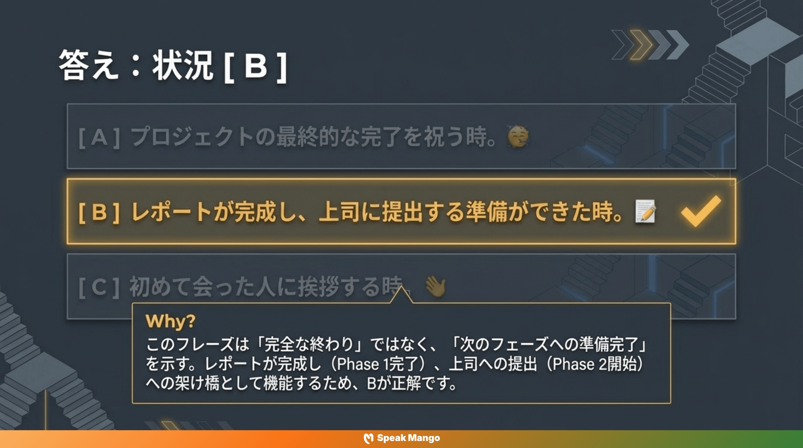 プロジェクトを前進させるための英語表現「Take the Next Step」の意味と使い方 - Slide 7